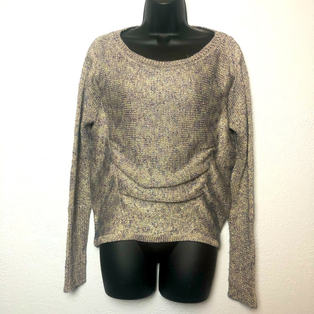 CHARLOTTE knit chunky sweater shirt slightly oversized metallic hue Sz XS